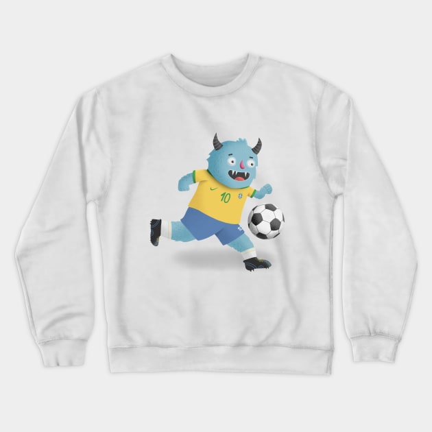 Cute Monster Soccer Player for Sports Lovers Crewneck Sweatshirt by sukanta4878